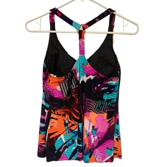 NWOT AQUA GREEN | Abstract Color Tankini Top S - Picture 2 of 3